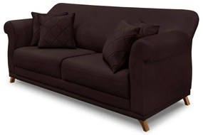 Sofá Decorativo 220cm 3 Lugares com 4 Almofadas Armstrong Suede Café G63 - Gran Belo