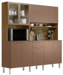 Armário de Cozinha Compacta 198cm Aurea D02 Amêndola/Marsala - Mpozena