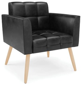 Kit 1 Sofá Namoradeira e 2 Poltronas Elisa Corano Pés Palito Natural - D'Rossi - Preto