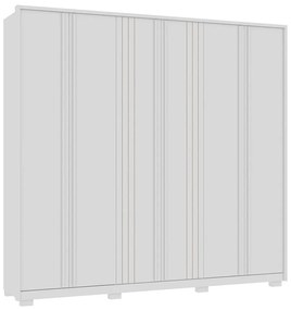 Guarda Roupa Casal Nilus 250cm com 6 Portas 4 Gavetas Ripado MDP Branco G11 - Gran Belo