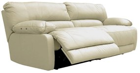 Sofá 3 Lugares Reclinável Elétrico Asmará 228cm Couro Off White G43 - Gran Belo