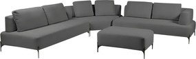 Sofá Modulado Sala de Estar 535cm Marino de Canto Pés de Ferro com Almofadas Linho Chumbo G92 - Gran Belo