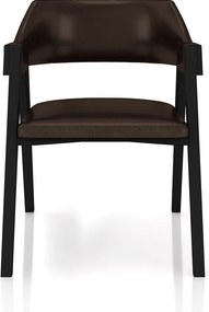 Cadeira Sala de Jantar e Jogos Carteados Madeira Maciça Poker PU Marrom/Preto G42 - Gran Belo