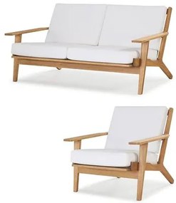 Conjunto Buriti Stain Jatoba Sofa + Poltrona Estofado Branco - 60506 Sun House