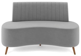 Sofá 2 Lugares Living 135Cm Pé Palito Maraú Veludo K01 - D'Rossi - Cinza