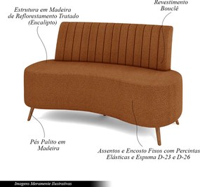 Sofá Living Decorativo 2 Lugares 1,60M Katara Terracota Bouclê G33 - Gran Belo