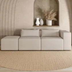 Sofá 4 Lugares 303cm Com Puff Esquerdo Fay Suede Bege Z55   - Mpozenat