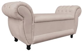 Recamier com Baú Grécia Namoradeira Calçadeira Suede - D'Rossi - Bege