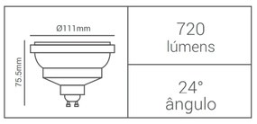 Lâmpada Ar111 12W 720Lm 2700K 24° Bivolt | Opus Lp 37288