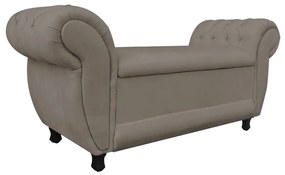 Recamier com Baú Grécia Namoradeira Calçadeira Suede - D'Rossi - Marrom Rato