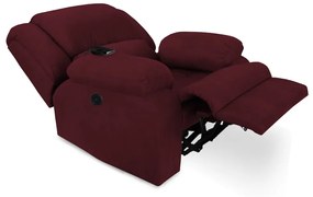 Poltrona Decorativa Magnum Reclinável Elétrica com Massagem Suede Bordô