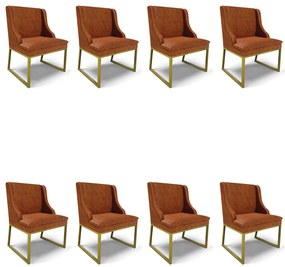 Cadeira Sala de Jantar Industrial Dourado kit 8 Liz Sint PU D03 - D'Rossi  - Nozes