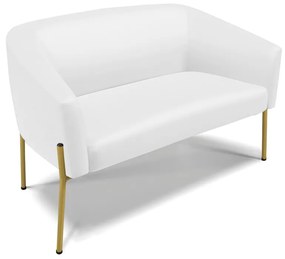 Sofá Namoradeira e Poltrona Pé de Ferro Dourado Stella Sintético D03 - D'Rossi - Branco