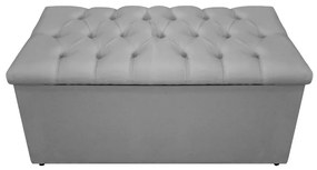 Recamier Baú Estofada Mel 90 cm Solteiro Com Capitonê  Suede Cinza - ADJ Decor