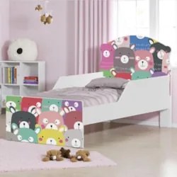 Mini Cama Infantil 148x68cm Com Proteção Lateral Ursinhos K06 - Mpozen