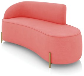 Sofá 3 Lugares Orgânico 180cm Pé Dourado Morgan Suede D03 - D'Rossi - Rose