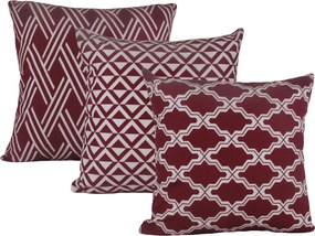 3 Capas para Almofadas SOFT Veludo Geométrico Marsala 43x43cm