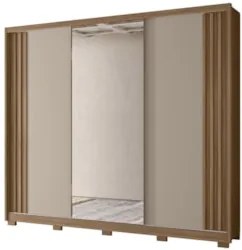 Guarda Roupa Casal 260cm 3 Portas Cali Carvalho/Fendi Z17 - Mpozena