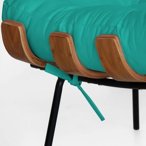 Puff Decorativo Sala de Estar Costela Rib Suede Azul Tiffany
