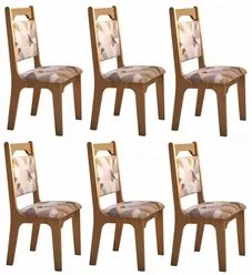 Mesa De Jantar Retangular Lanna Com 6 Cadeiras Luci D01 Freijó/Preto/L