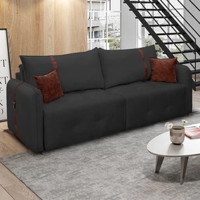 Sofá-Cama 2,30 m Retrátil e Reclinável 2 Lugares Elegance - Veludo Preto