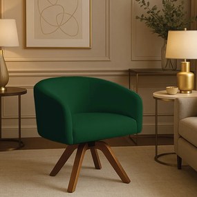 Poltrona Sala Base Giratória Madeira Arielle Bouclê D03 - D'Rossi - Verde