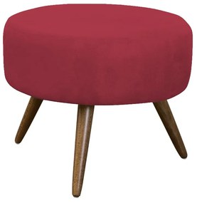 Puff Decorativo Redondo Pés Palito Danny Suede Vermelho