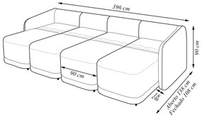 Sofá Cama Modulado Retrátil e Reclinável Decorativo Varsóvia 396cm Bouclê Cinza G33 - Gran Belo