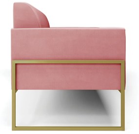 Sofá Namoradeira Base Industrial Alta Dourado Marisa Suede D03 - D'Rossi - Rose