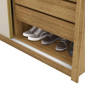 Guarda Roupa Com Espelho Dubai 2 Portas De Correr Nature/Fendi - Vila Rica Móveis