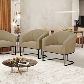 Cadeira Sala de Jantar Base Industrial Preto kit 2 Stella Suede D03 - D'Rossi - Marrom Rato