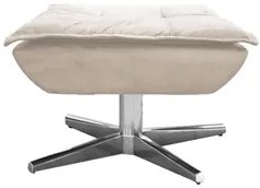 Poltrona Decorativa Base Giratória Cromada com Puff Opla Suede Bege -