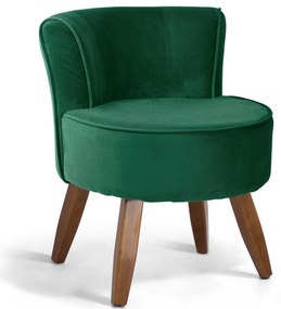 Poltrona Decorativa Sala de Estar Pés de Madeira Ayla Veludo Verde G15 - Gran Belo