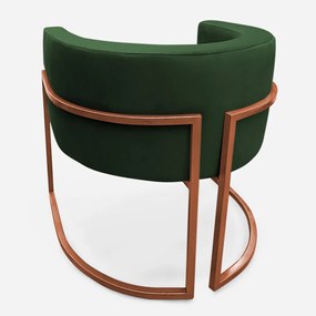 Poltrona Decorativa Base Metal Bronze Luna Veludo Verde - Sheep Estofados - Verde escuro