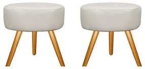 Kit 02 Puffs Sofia Palito Mel Suede Bege - ADJ Decor
