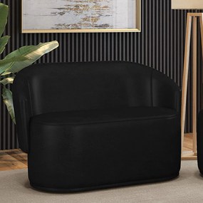 Sofá 2 Lugares Namoradeira Orgânica para Sala Malu Sintético PU M11 - D'Rossi - Preto