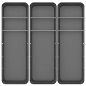 Kit 3 Organizadores De Gavetas Logic Com 2 Divisórias - Chumbo