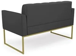 Sofá Namoradeira e 1 Poltrona Base Industrial Dourado Ana Sintético Pr