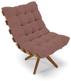 Poltrona Giratória Costela Veludo Base de Madeira MA30 M11 - D'Rossi - Rose