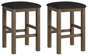 Conjunto 2 Banquetas Estofadas Madeira Espuma - Ameixa Negra/preto