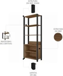 Guarda Roupa Solteiro Closet 73cm Prateleira Una Mel/Preto C01 - Mpoze