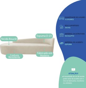 Kit Sofá Curvo França 200cm L.E e Poltrona Luiza Max Conforto, Elegância e Design Moderno Bouclé