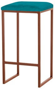 Banqueta Decorativa Billie Base Bronze Suede Azul Claro G41 - Gran Belo