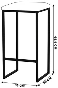 Banqueta Decorativa Billie Base Preta Suede Azul Marinho G41 - Gran Belo