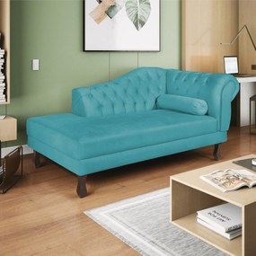 Recamier Diana 185cm Lado Esquerdo Suede Azul Turquesa - ADJ Decor
