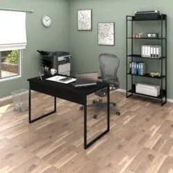 Conjunto Escritório Mesa 120 e Estante Studio Industrial Z28 Preto - M