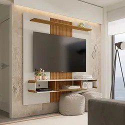 Painel Bancada Suspensa Para TV Até 65 Polegadas Lisboa Off White/Cina