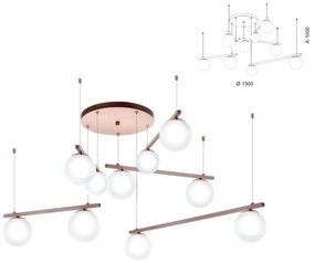 Pendente Irregular Ø130Cm Metal E Globo Ø10Cm 10Xg9|Old Artisan Pd-552... (PRETO, CLEAR (TRANSPARENTE))