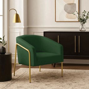 Poltrona Sala Industrial Alta Dourado Stella Veludo D03 - D'Rossi - Verde