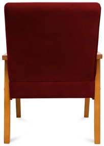 Poltrona Decorativa Alexa Braça de Madeira Suede Bordô - Sheep Estofados